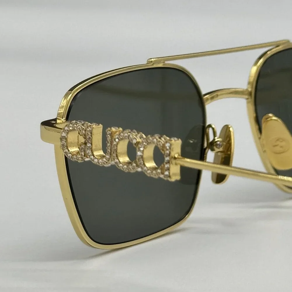 NEW GUCCI SUNGLASSES GOLD UNISEX EYEWEAR GUCCI GG1804S 001